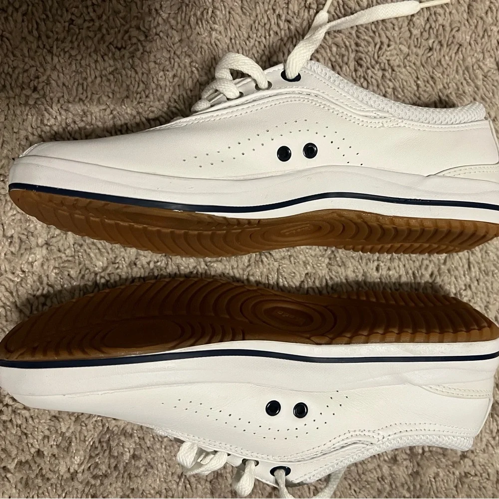 Keds White Leather Lace-Up Perforated Sneaker - Picture 3 of 6